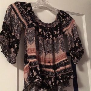 printed peasant top
